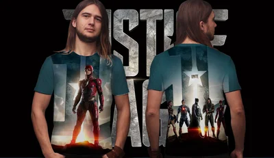 Футболки с полной запечаткой: лига справедливости - Флэш 